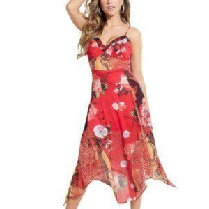 GUESS Pamelia Handkerchief-Hem Flower Dress